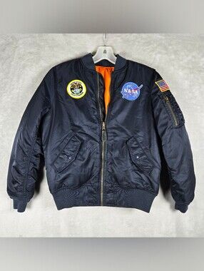 Alpha Industries Boys USAF NASA MA-1 Bomber Jacket Medium M 10/12 Space Force
